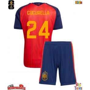 Spain Marc Cucurella #24 Replica Home Stadium Kit for Kids World Cup 2026 Short Sleeve (+ pants)